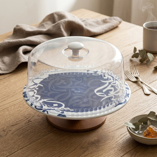 Serving Platter with Wooden Base